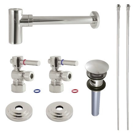 KINGSTON BRASS Plumbing Sink Trim Kit with Bottle Trap and Overflow Drain, Polished Nickel CC53306DLTRMK2